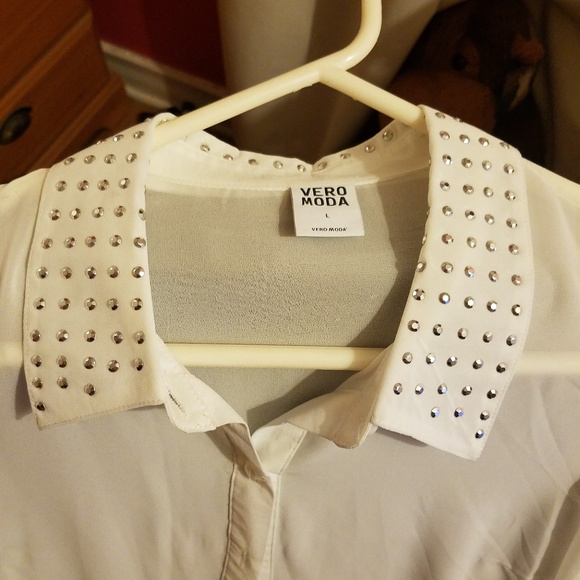 Vero Moda White Sheer Blouse and Black Blazer L - Picture 2 of 7